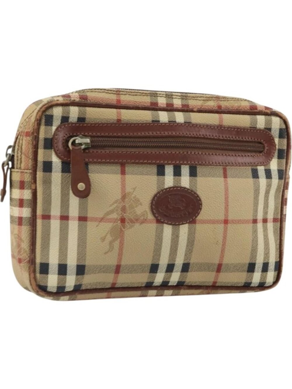 Burberrys Nova Check Clutch Bag PVC Beige